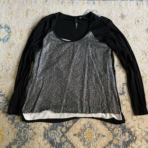 Black silver overlay blouse